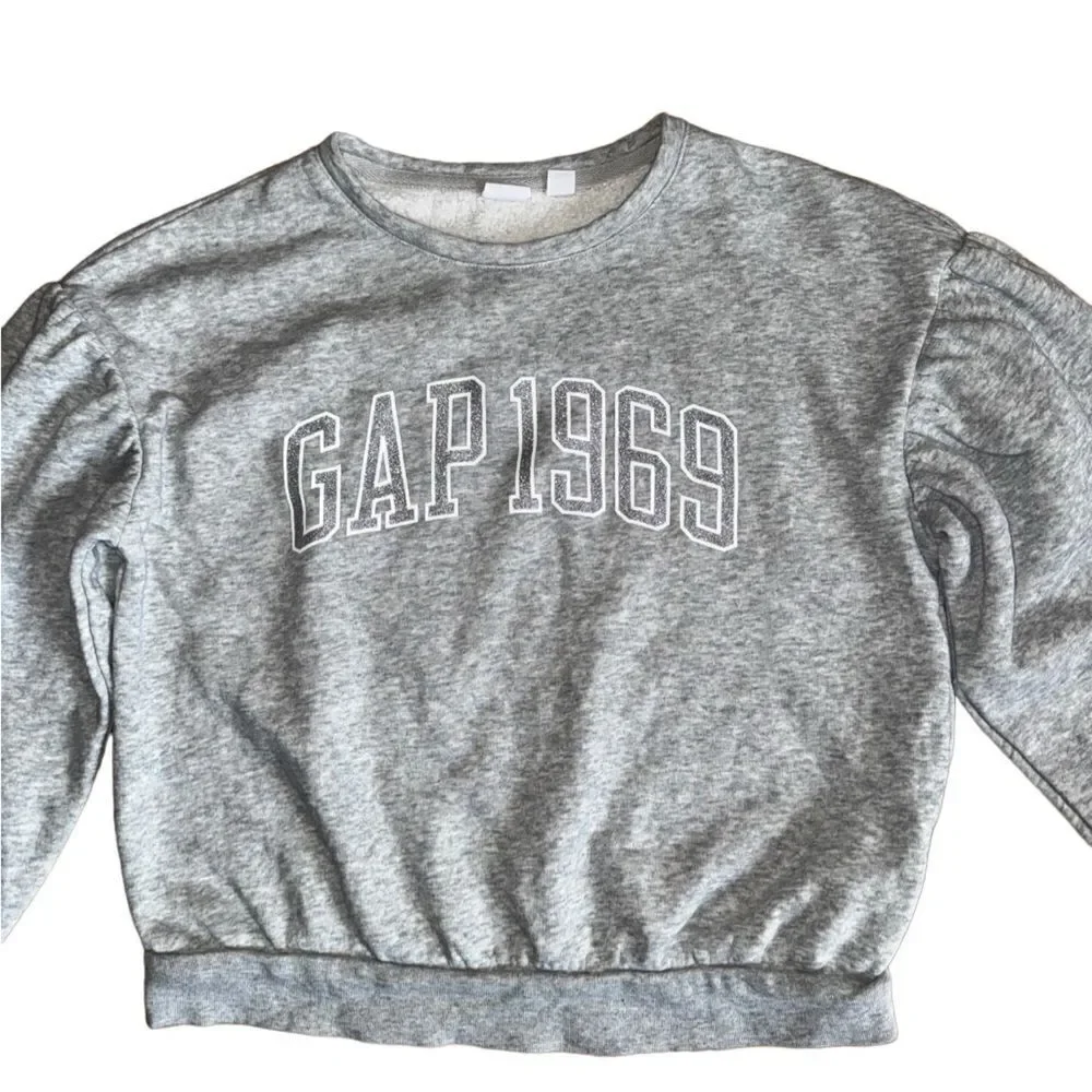 GAP Kids Girls Relaxed Crewneck Sweatshirt GAP 1969 in Grey Silver Size Xl (12)